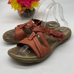 Merrell Wild Poppy Light Red Leather Slip On Sandal Size 9 MR7293A